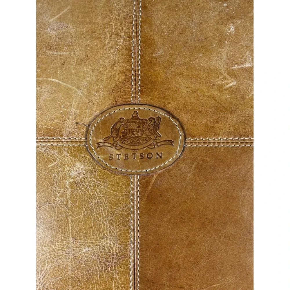Stetson Leather Throw Pillow Set of 3 Western Cowhide Hair on Hide Brown Tan